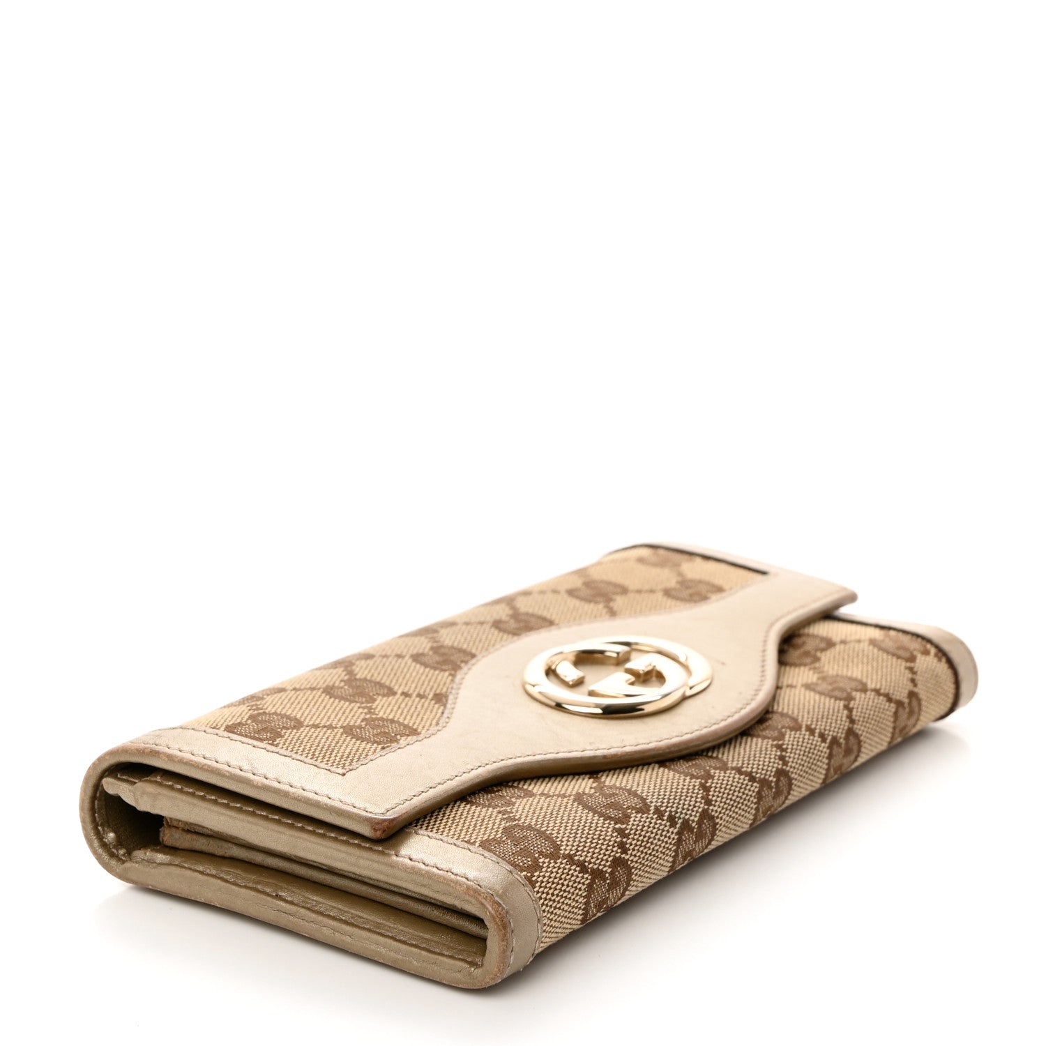 Gucci Monogram Margaux Calfskin Sukey Continental Organizer Wallet Beige Ebony Gold 4 of 12