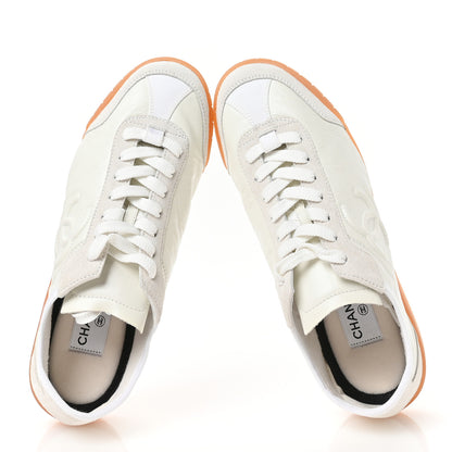 Chanel Calfskin Suede Womens CC Sneakers 39.5 White 2 of 9