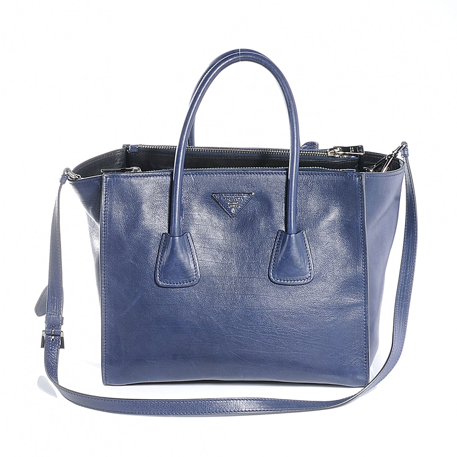 Prada Glace Calf Twin Pocket Tote Baltico 1 of 9