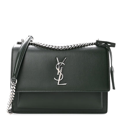 Saint Laurent Calfskin Medium Monogram Sunset Dark Green 1 of 9