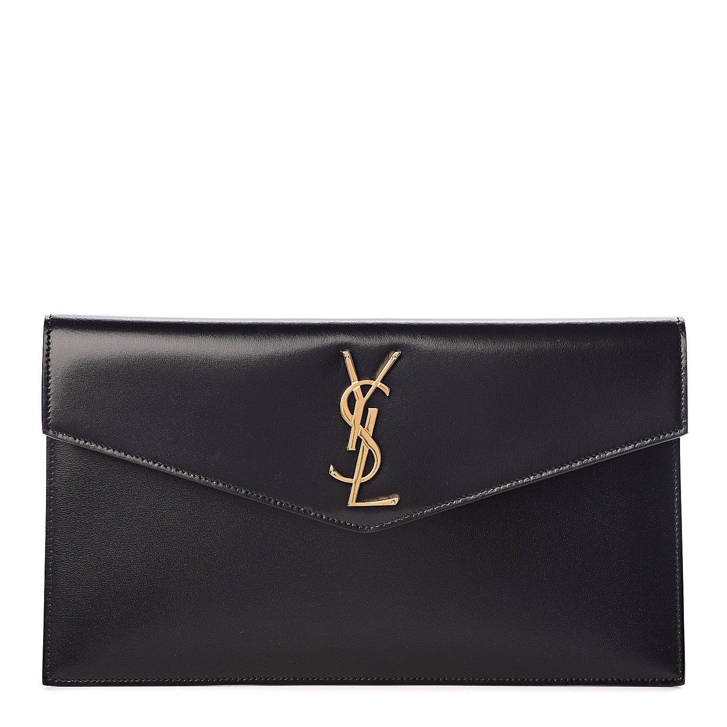 Saint Laurent Smooth Shiny Calfskin Monogram Uptown Pouch Black 1 of 9