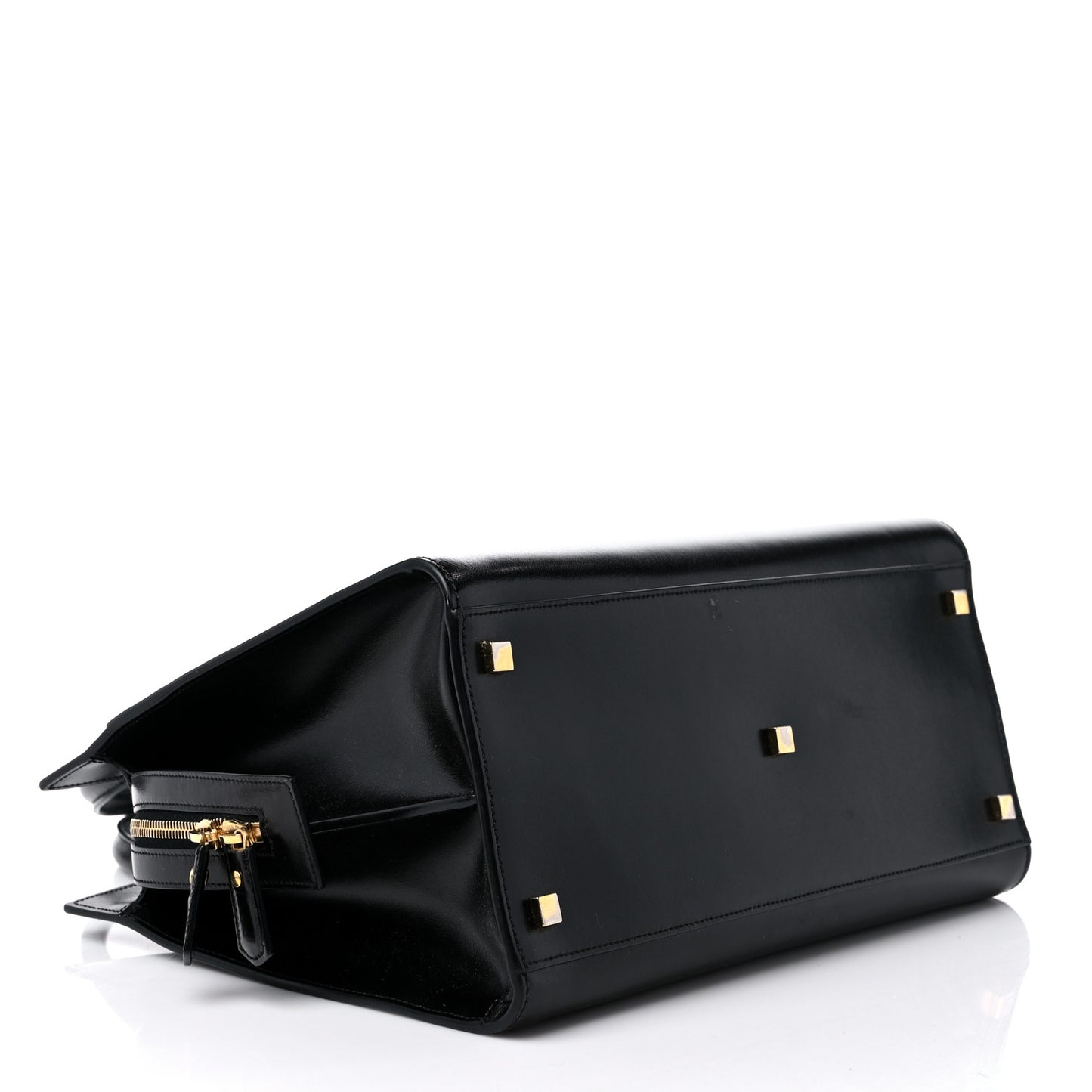 Shiny Calfskin Medium Uptown Tote Black