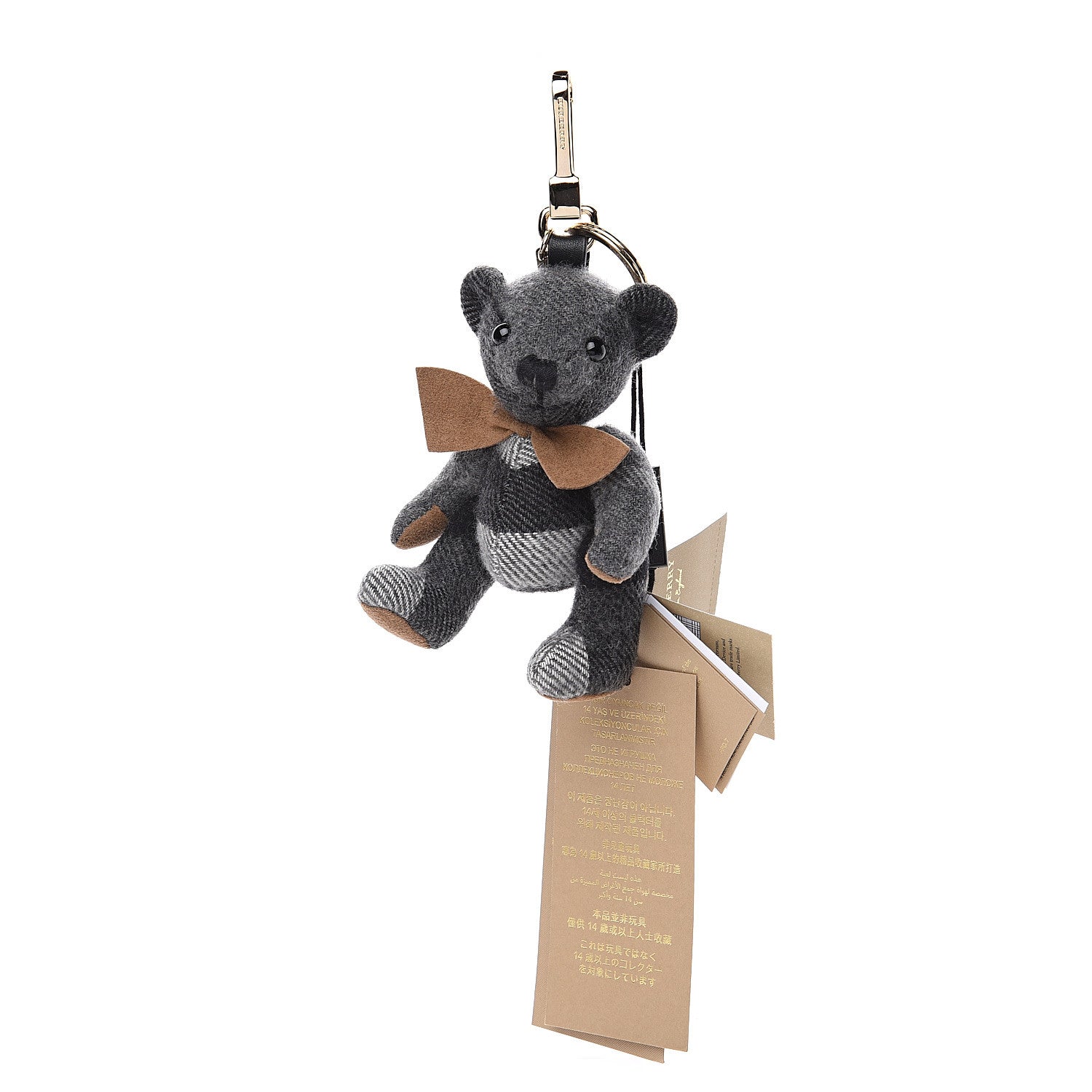 Burberry Cashmere House Check Thomas Bear Bag Charm Black 1 of 3