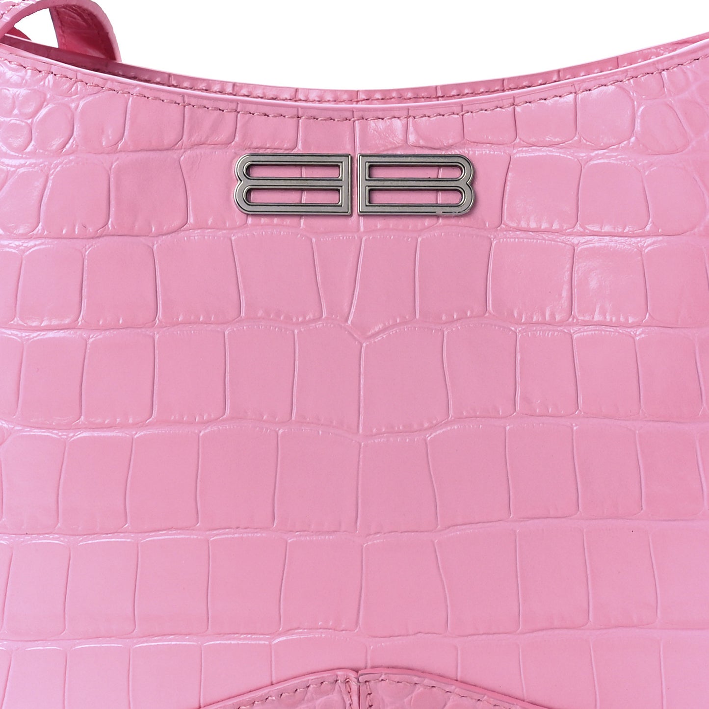 Shiny Super Supple Calfskin Crocodile Embossed Small XX Bag Sweet Pink