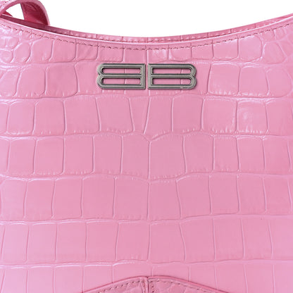 Balenciaga Shiny Super Supple Calfskin Crocodile Embossed Small XX Bag Sweet Pink 7 of 8