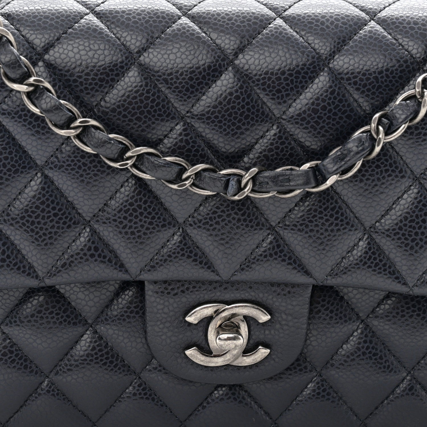Chanel Caviar Quilted Medium Double Flap Navy 7 of 11