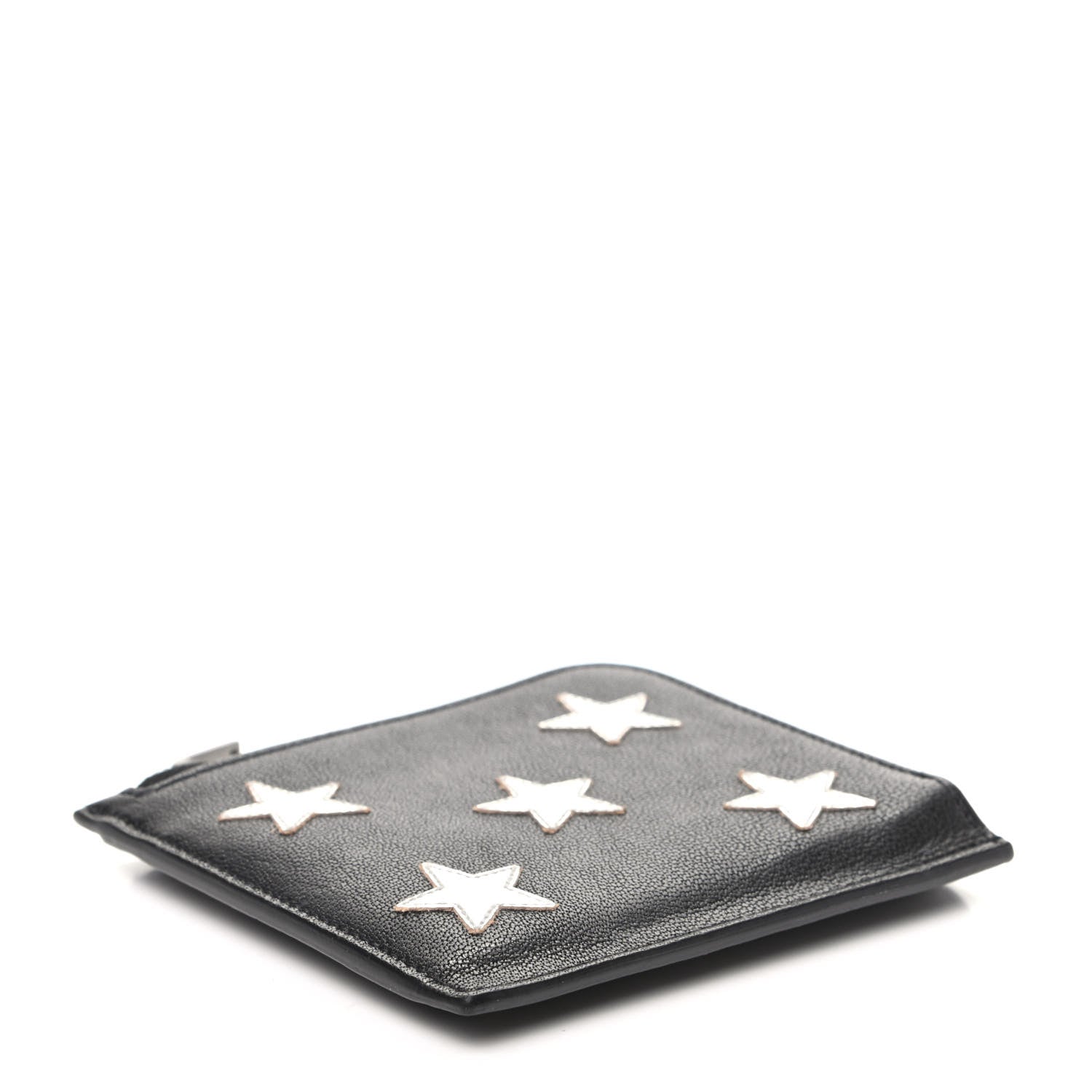 Saint Laurent Calfskin 5 Fragments Stars Zipped Coin Pouch Wallet Black 4 of 6