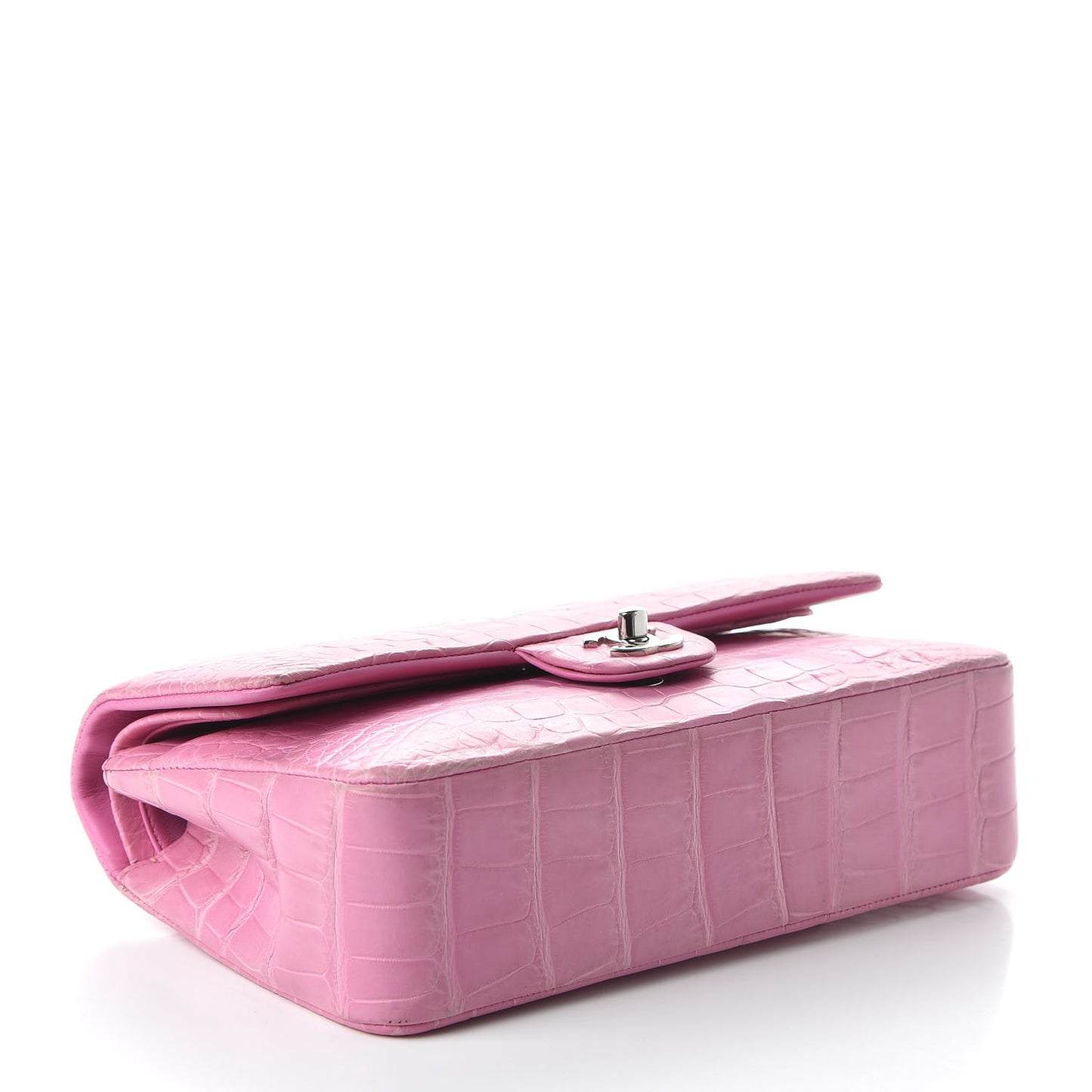 Matte Alligator Medium Double Flap Pink