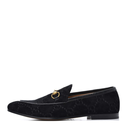 Gucci Velvet GG Monogram Horsebit Mens Jordaan Loafers 8.5 Blue 1 of 14