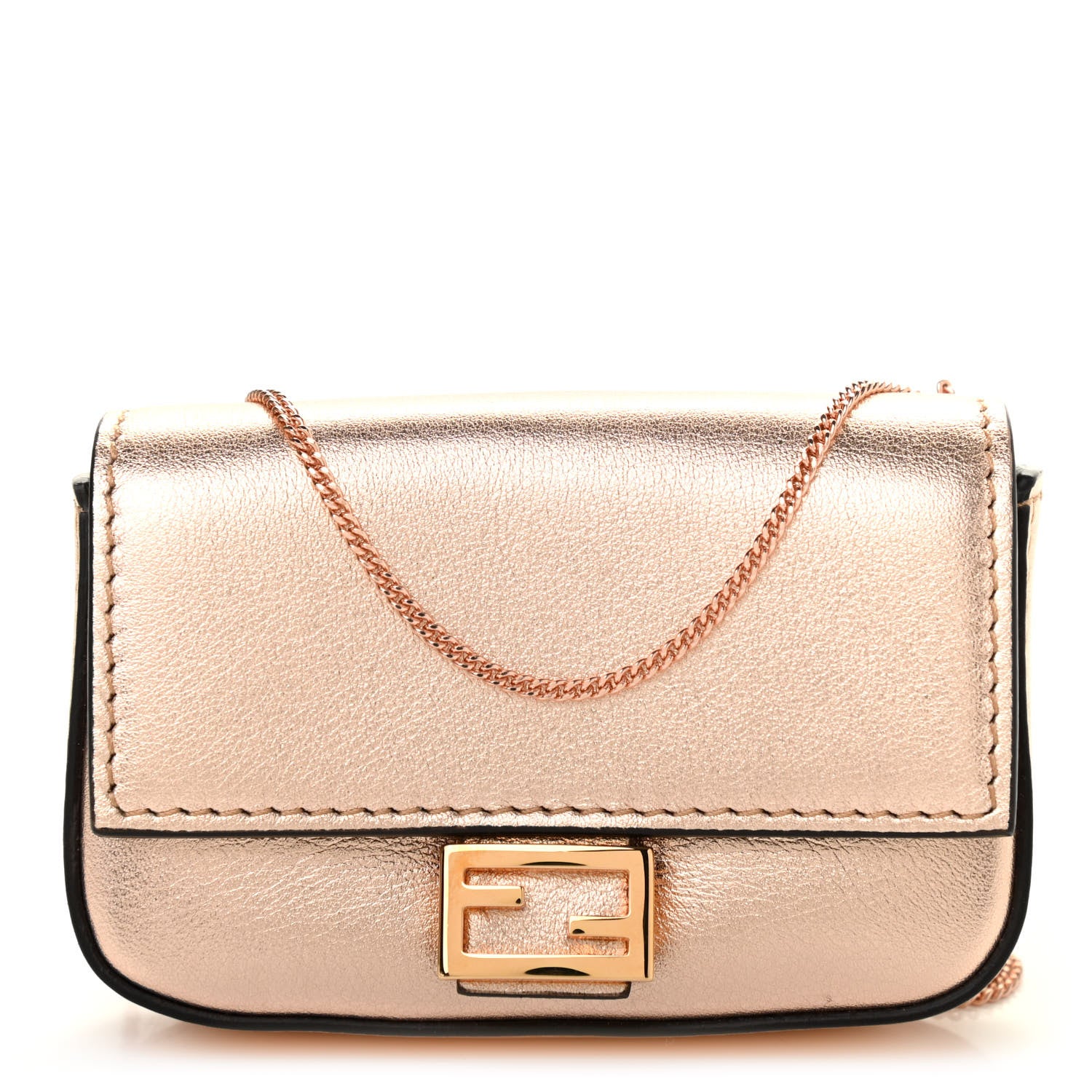 Fendi Vitello Laminato Nano Baguette Charm Rame 1 of 6