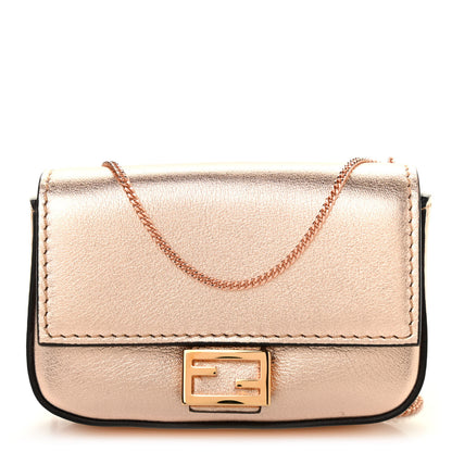 Fendi Vitello Laminato Nano Baguette Charm Rame 1 of 6