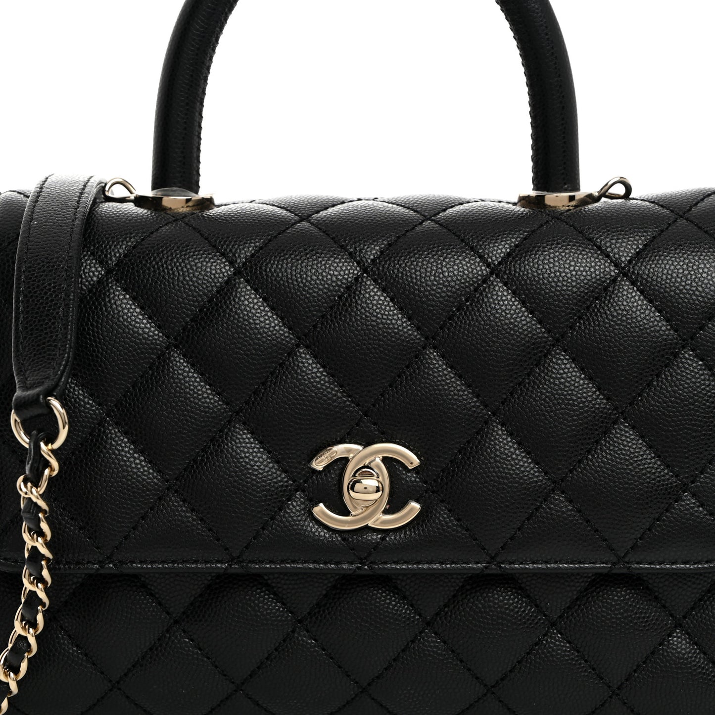 Caviar Quilted Mini Coco Handle Flap Black
