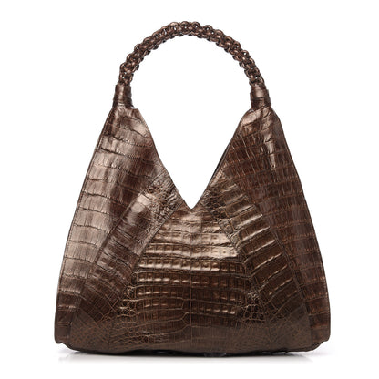 Nancy Gonzalez Crocodile Hobo Brown 1 of 11