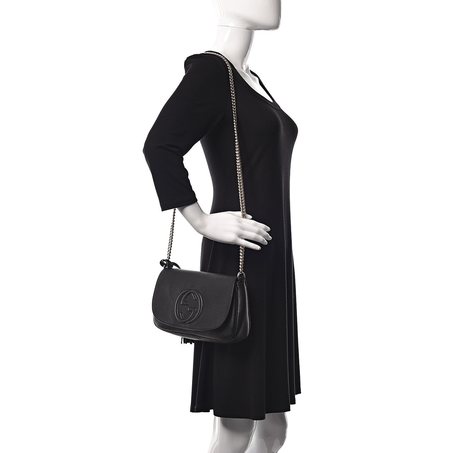 Gucci Pebbled Calfskin Medium Soho Flap Crossbody Black 2 of 12