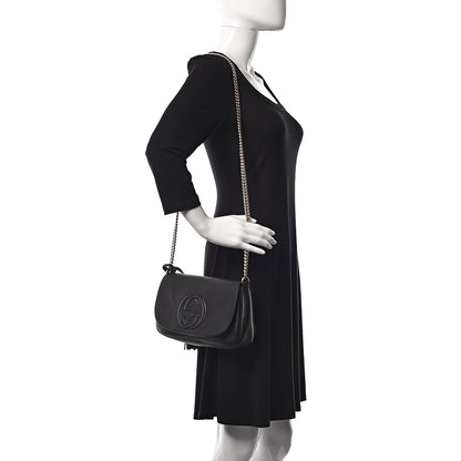 Gucci Pebbled Calfskin Medium Soho Flap Crossbody Black 2 of 12