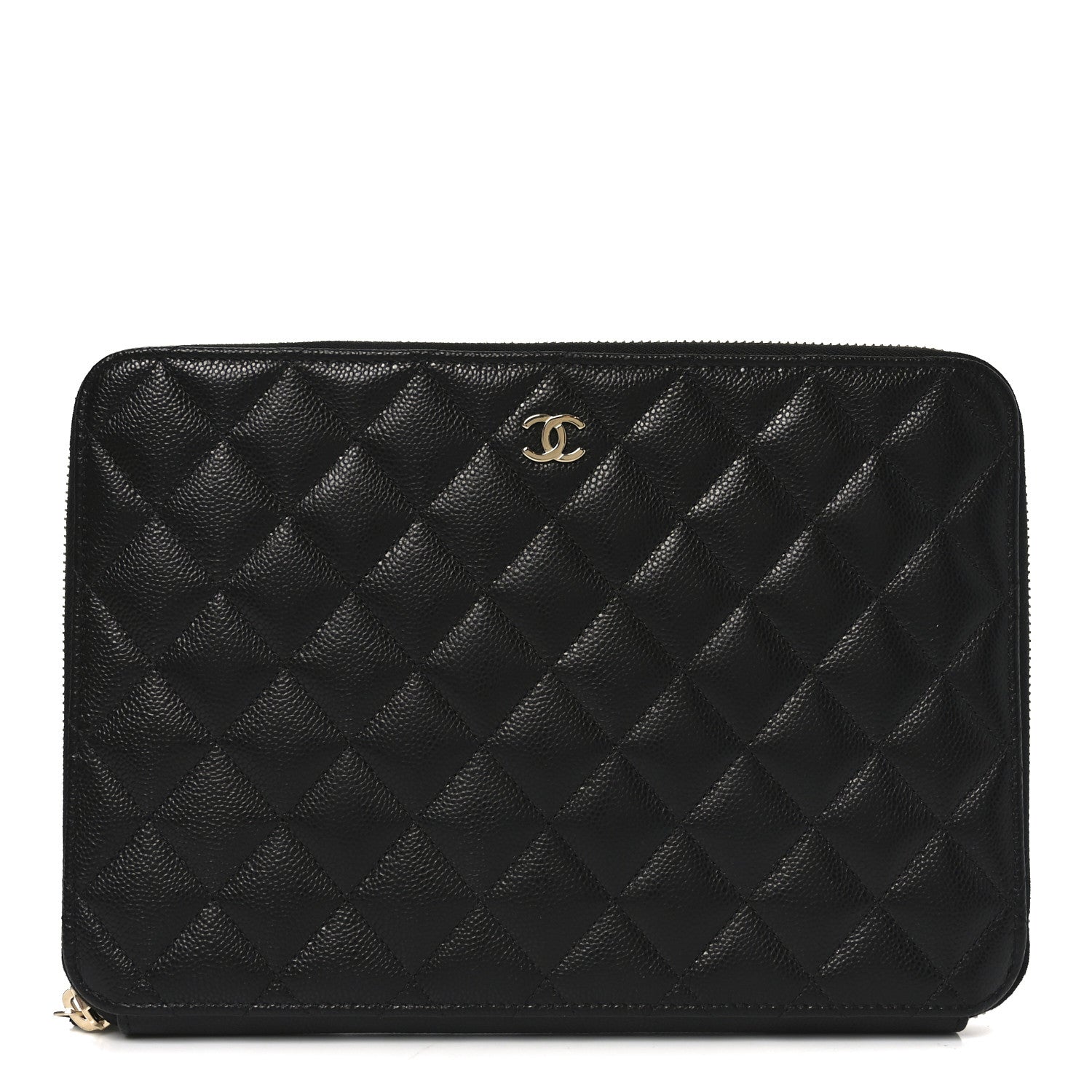 Chanel Caviar Quilted Large Zipped Clutch Black 1 of 8