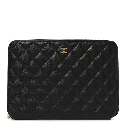 Chanel Caviar Quilted Large Zipped Clutch Black 1 of 8
