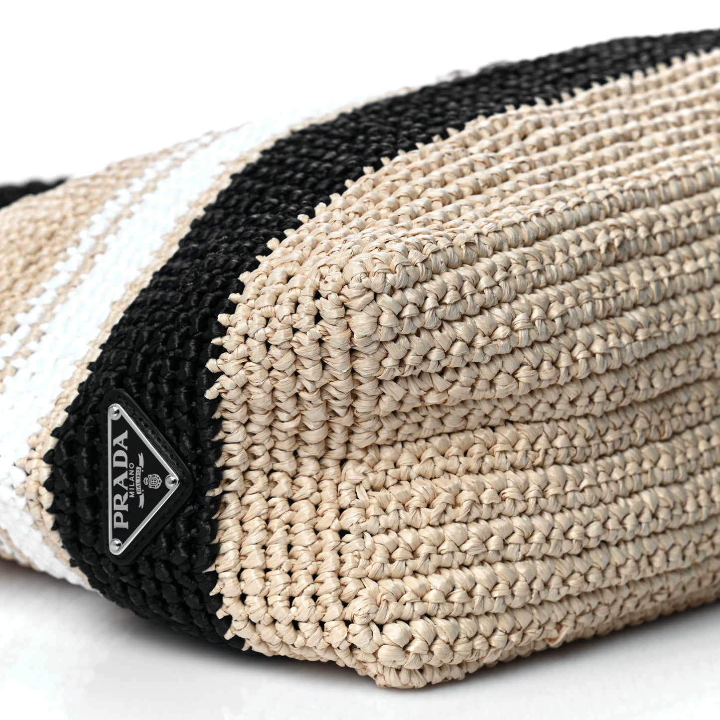 Raffia Logo Tote Naurale Black