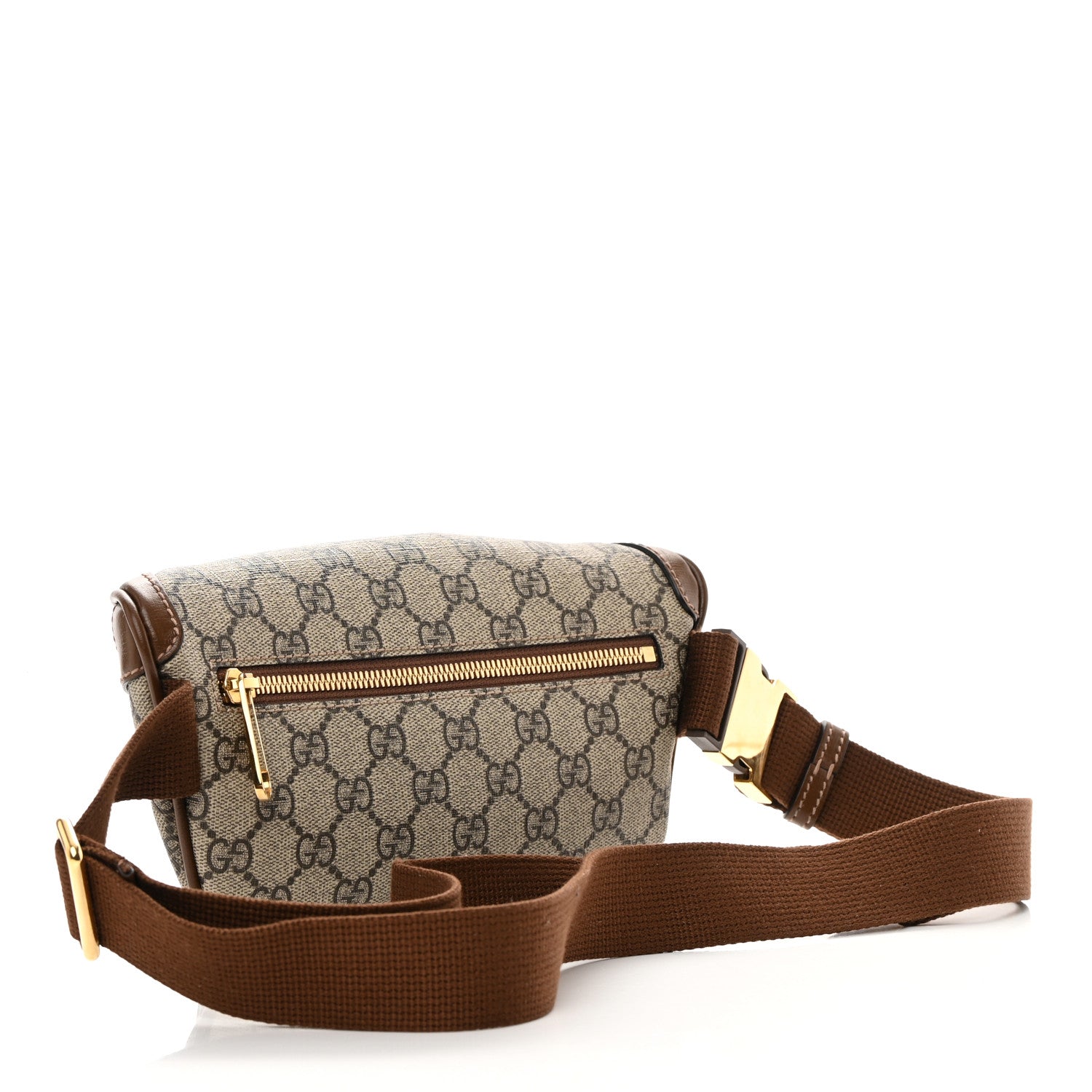 Gucci GG Supreme Monogram Textured Calfskin Retro Interlocking G Belt Bag Beige Ebony Brown Sugar 3 of 16