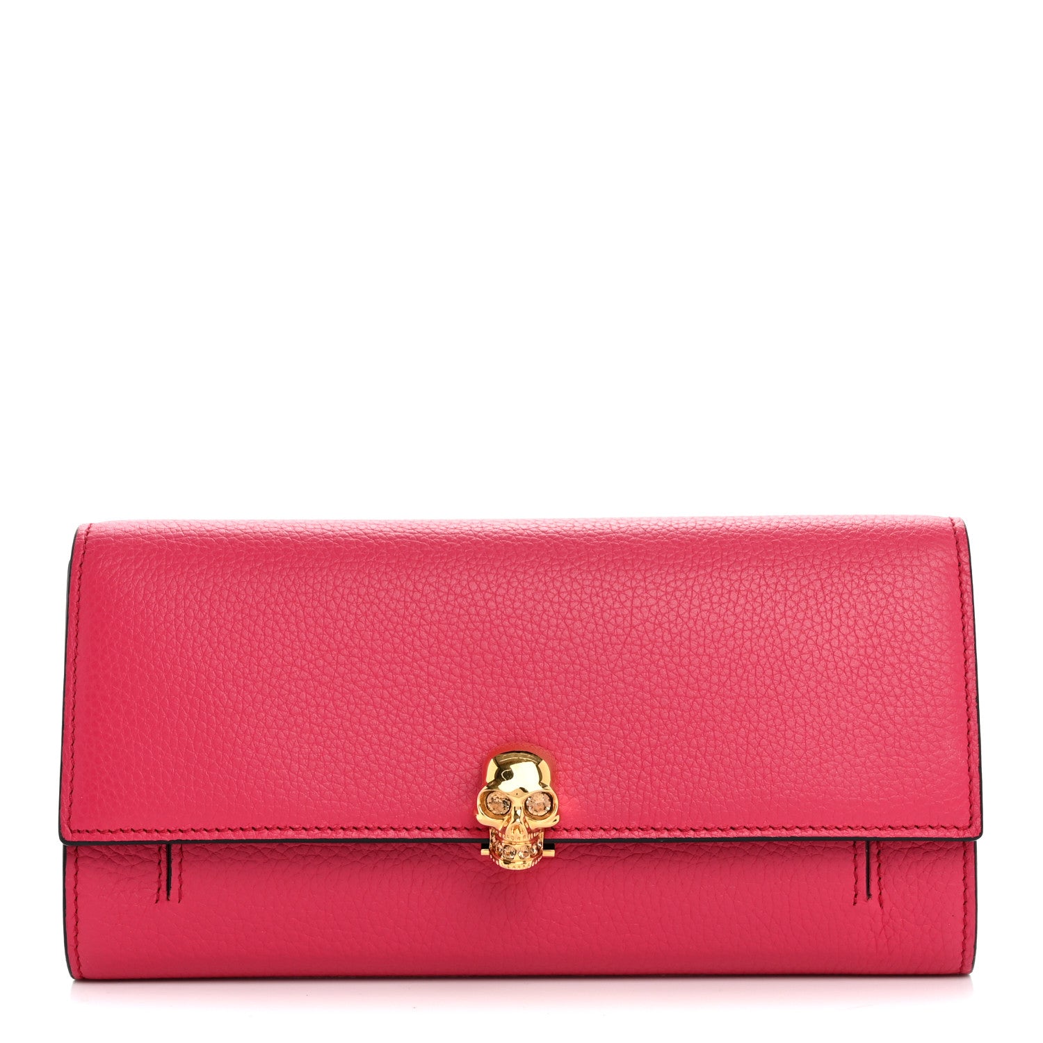 Alexander McQueen Pebbled Calfskin Skull Wallet on Chain Pink 1 of 11
