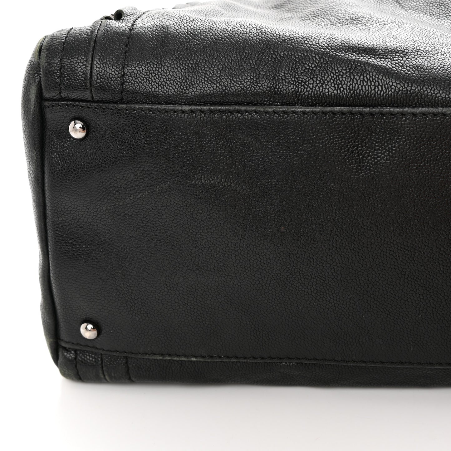 Glazed Calfskin East West Modern Chain Tote Black
