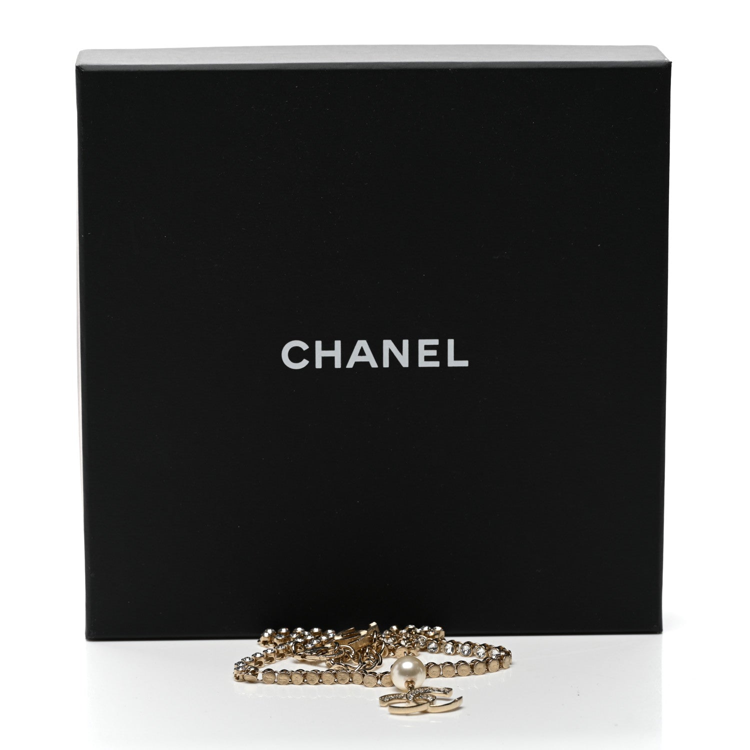 Chanel Crystal Pearl CC Short Necklace Gold 6 of 6