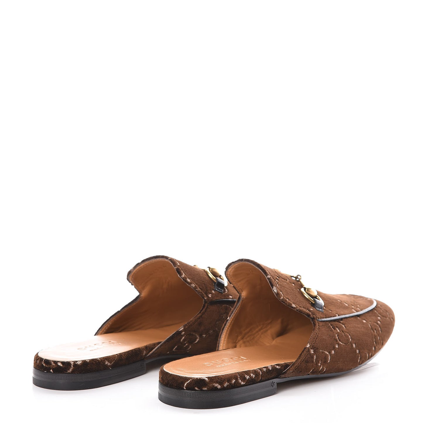 Velvet GG Monogram Mens Princetown Slippers 7 Brown