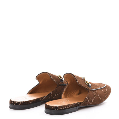 Gucci Velvet GG Monogram Mens Princetown Slippers 7 Brown 4 of 9