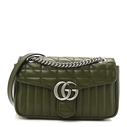 Gucci Calfskin Matelasse Aria Small GG Marmont Shoulder Bag Military Wood 1 of 11