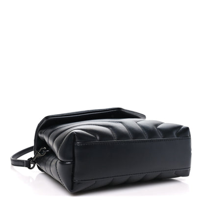 Saint Laurent Calfskin Y Quilted Monogram Monochrome Toy Loulou Crossbody Bag Black 4 of 11