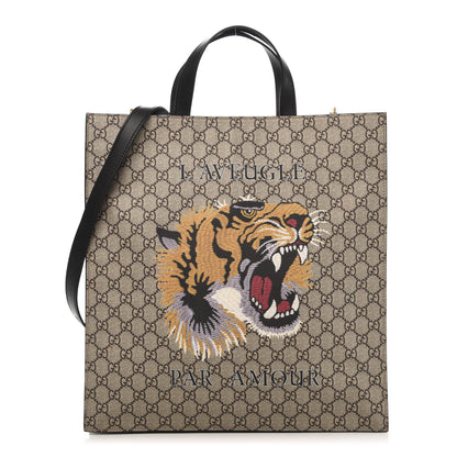 Gucci GG Supreme Monogram L'Aveugle Par Amour Print Vertical Tote Black 1 of 11