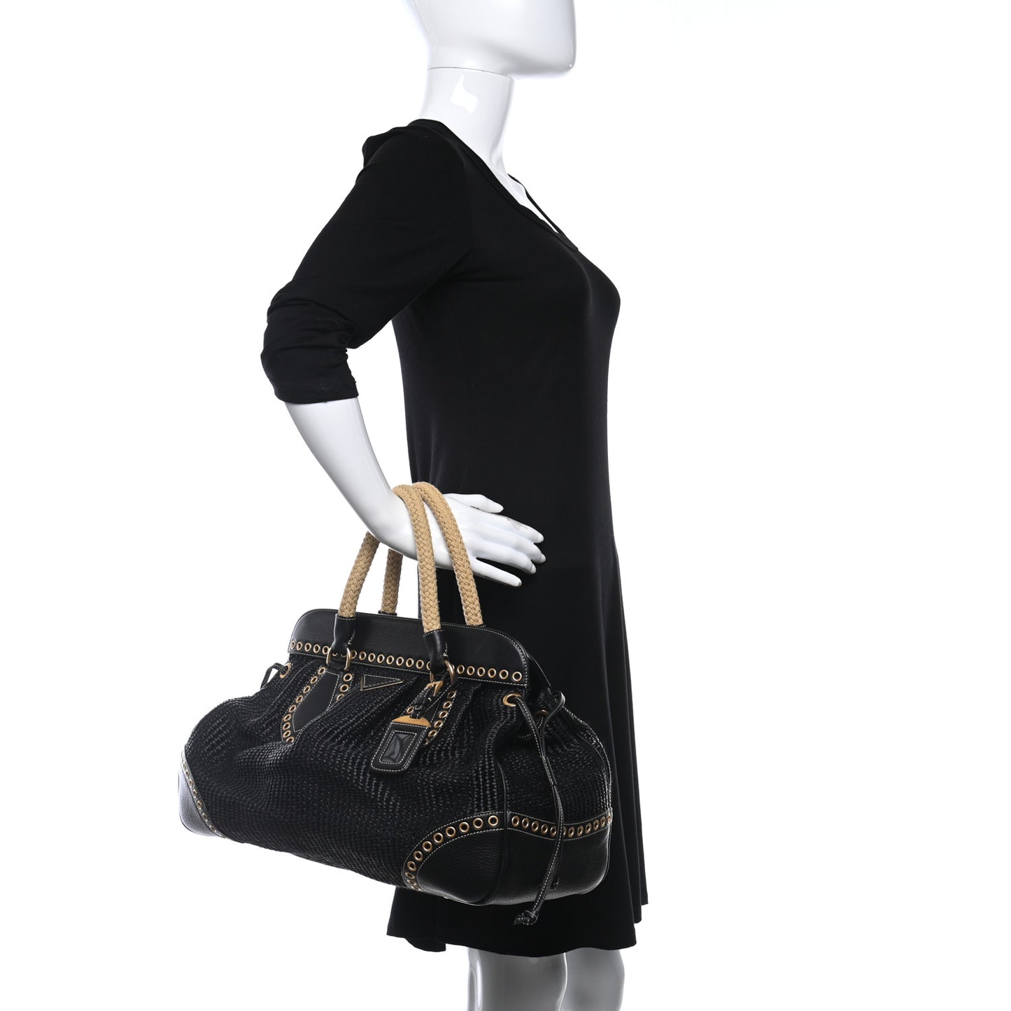 Paglia Vitello Daino Frame Satchel Black