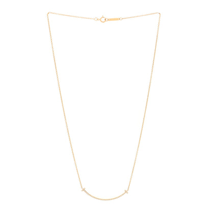 Tiffany 18K Yellow Gold Diamond Small T Smile Pendant Necklace 3 of 5