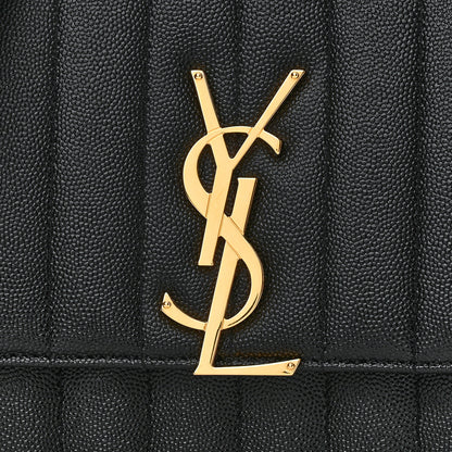 Saint Laurent Grain De Poudre Matelasse Monogram Medium Vicky Chain Bag Black 7 of 10