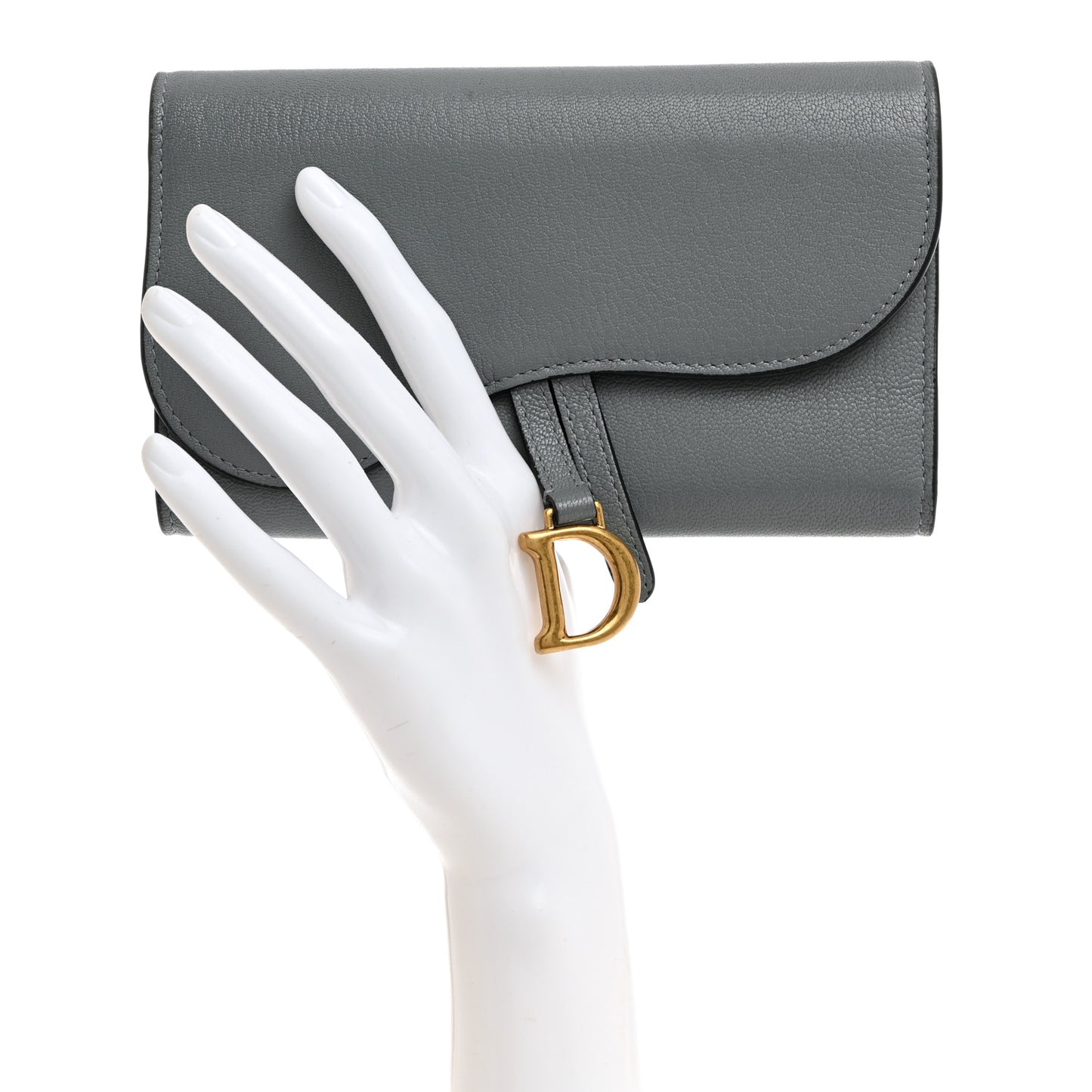 Goatskin Saddle Wallet Grey Stone