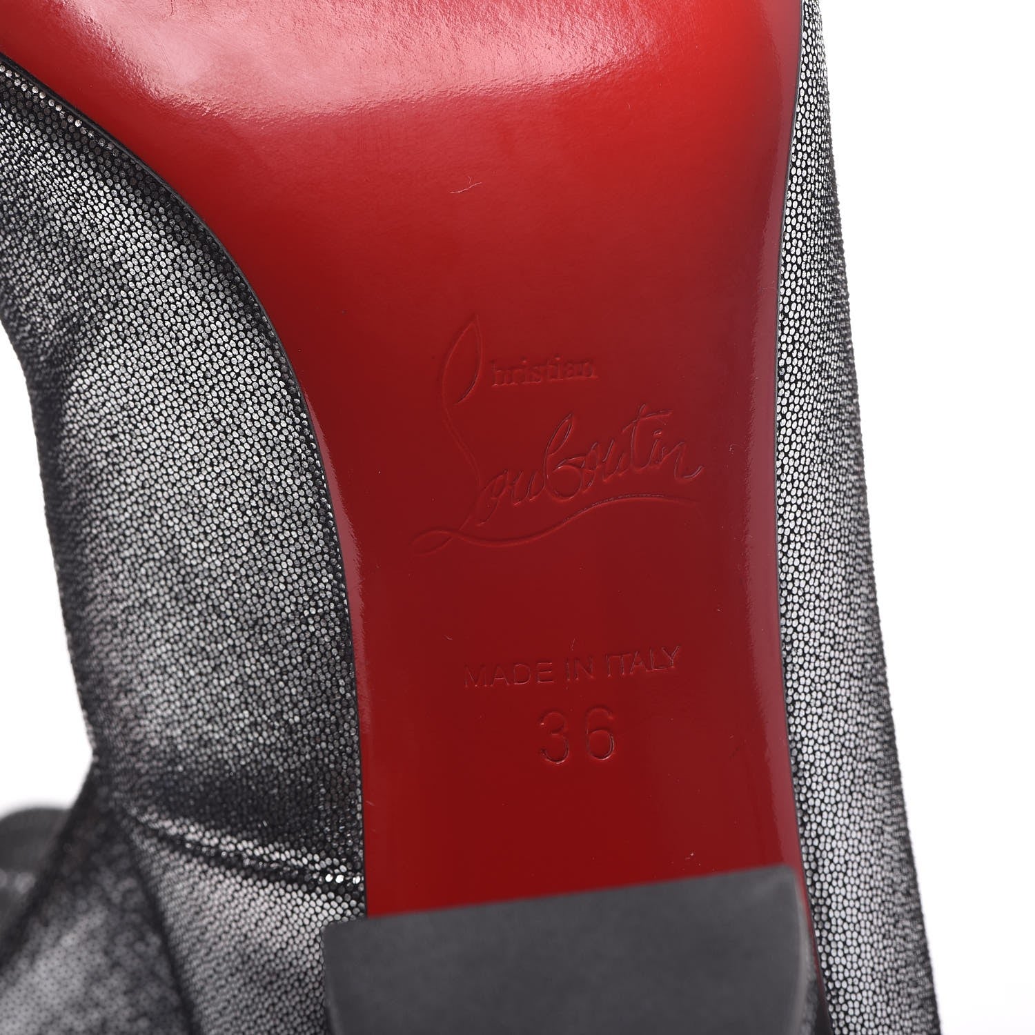 Christian Louboutin Veau Velours Stretch Gena 85 Bootie 36 Silver 7 of 9