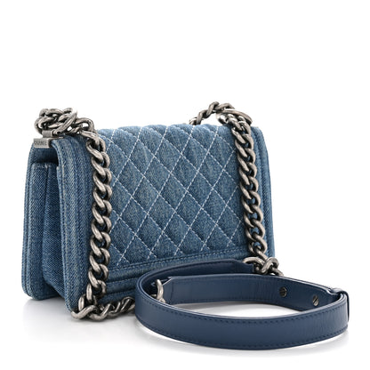 Chanel Denim Quilted Small Boy Flap Blue 3 of 11
