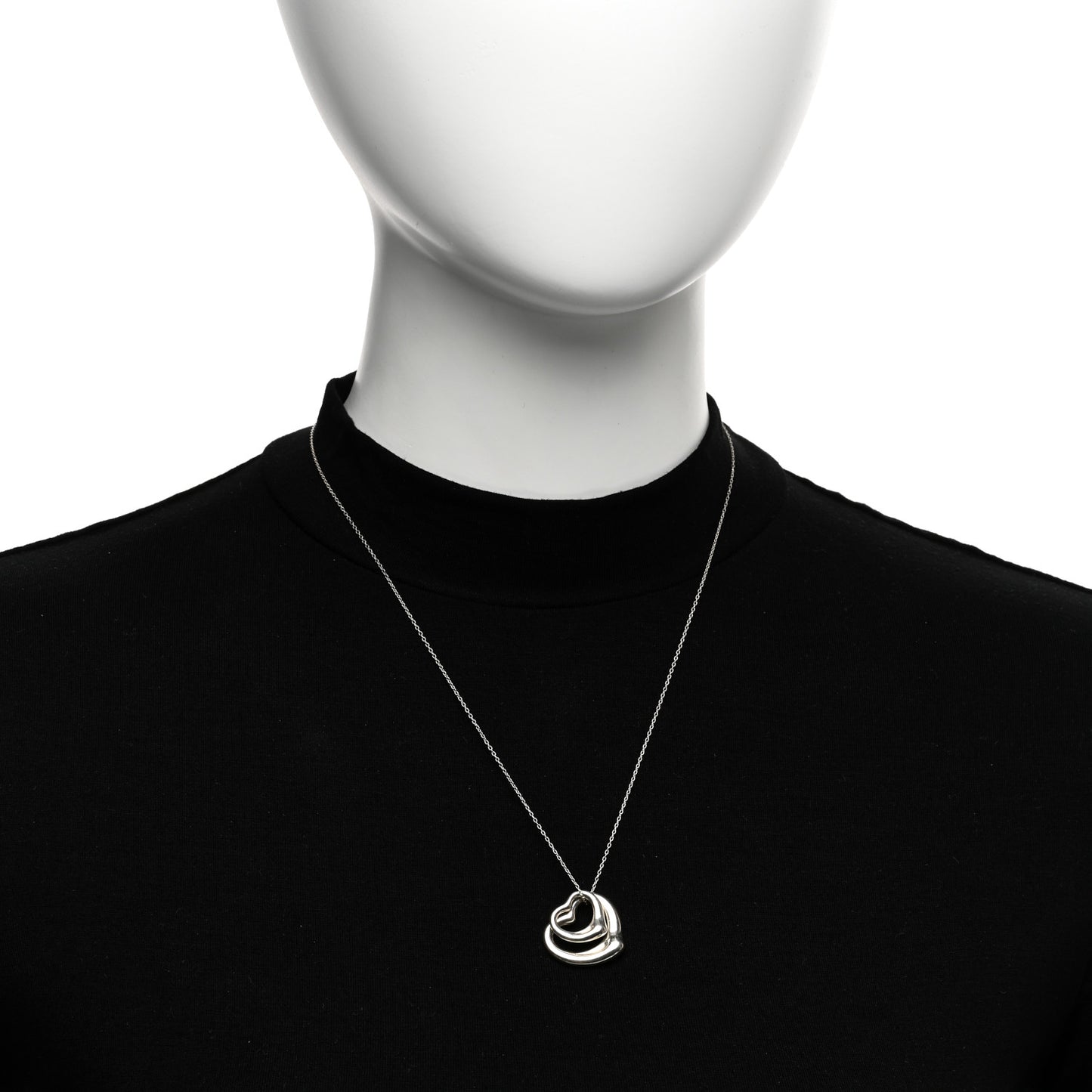 Sterling Silver Elsa Peretti Double Open Heart Pendant Necklace