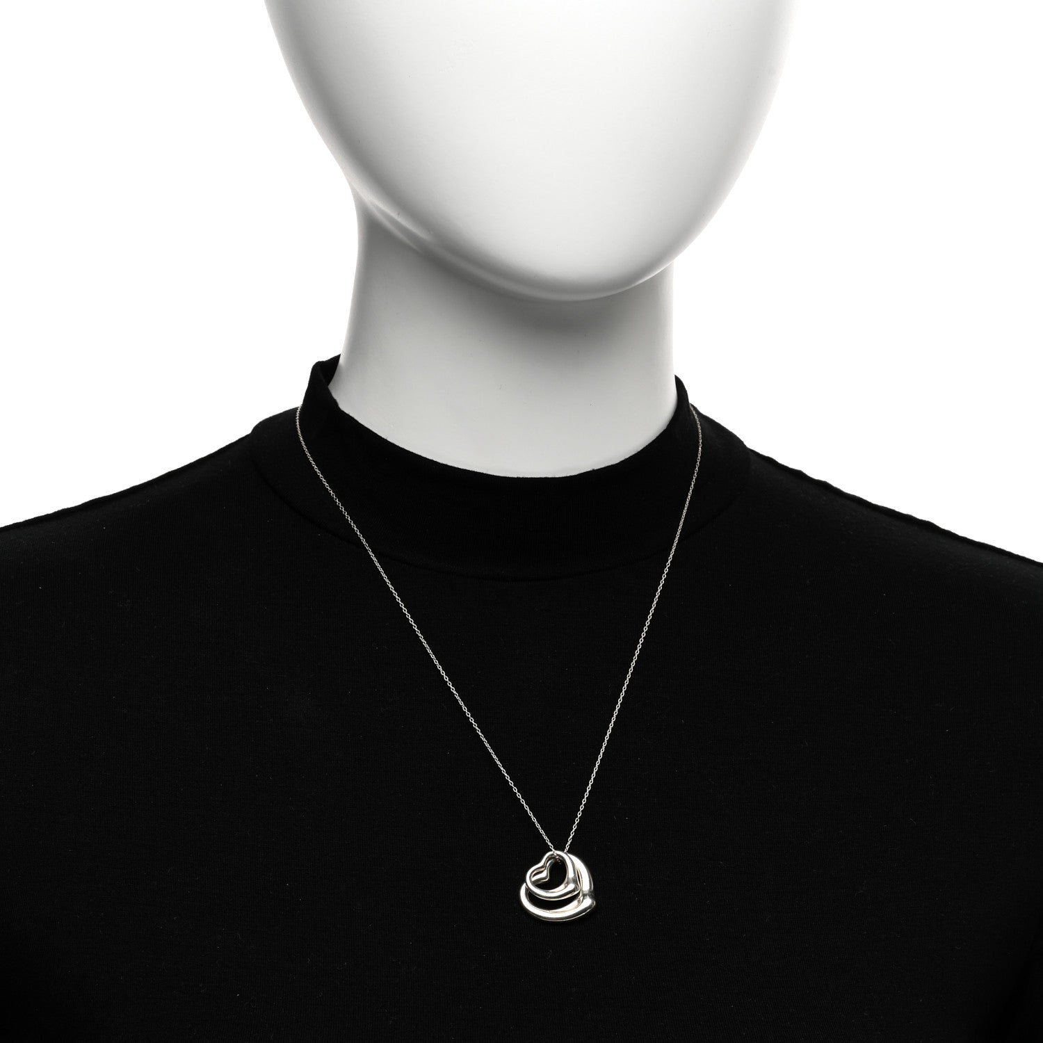 Tiffany Sterling Silver Elsa Peretti Double Open Heart Pendant Necklace 2 of 4