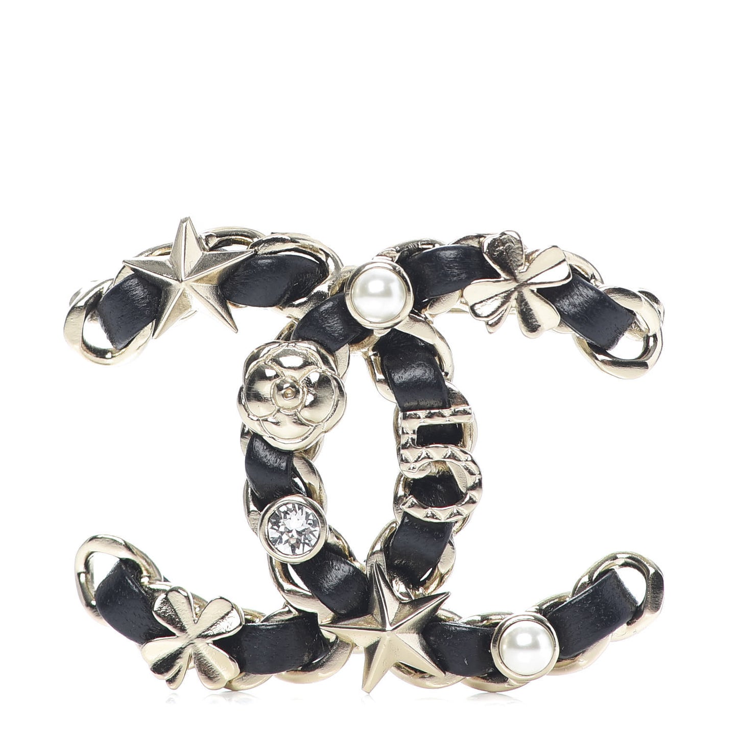 Lambskin Pearl Strass Sergeant Brooch Gold