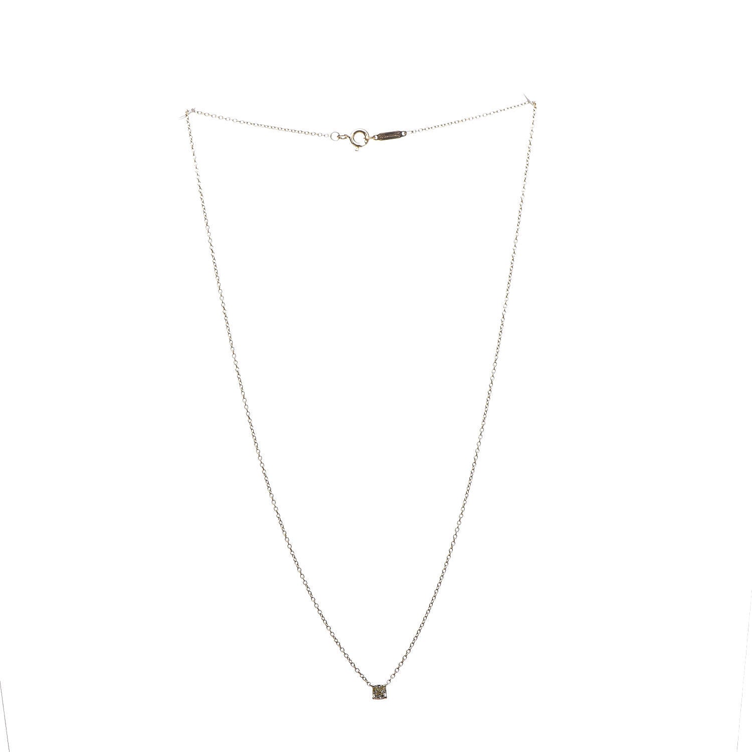 Tiffany 18K Yellow Gold Yellow Diamond .18ct Solitaire Pendant Necklace 3 of 7