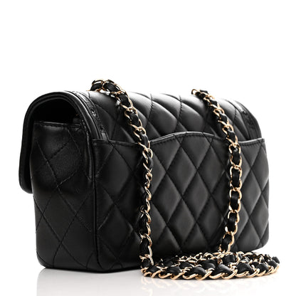 Chanel Lambskin Patent Calfskin Quilted Flap Phone Holder With Chain Black 3 of 10
