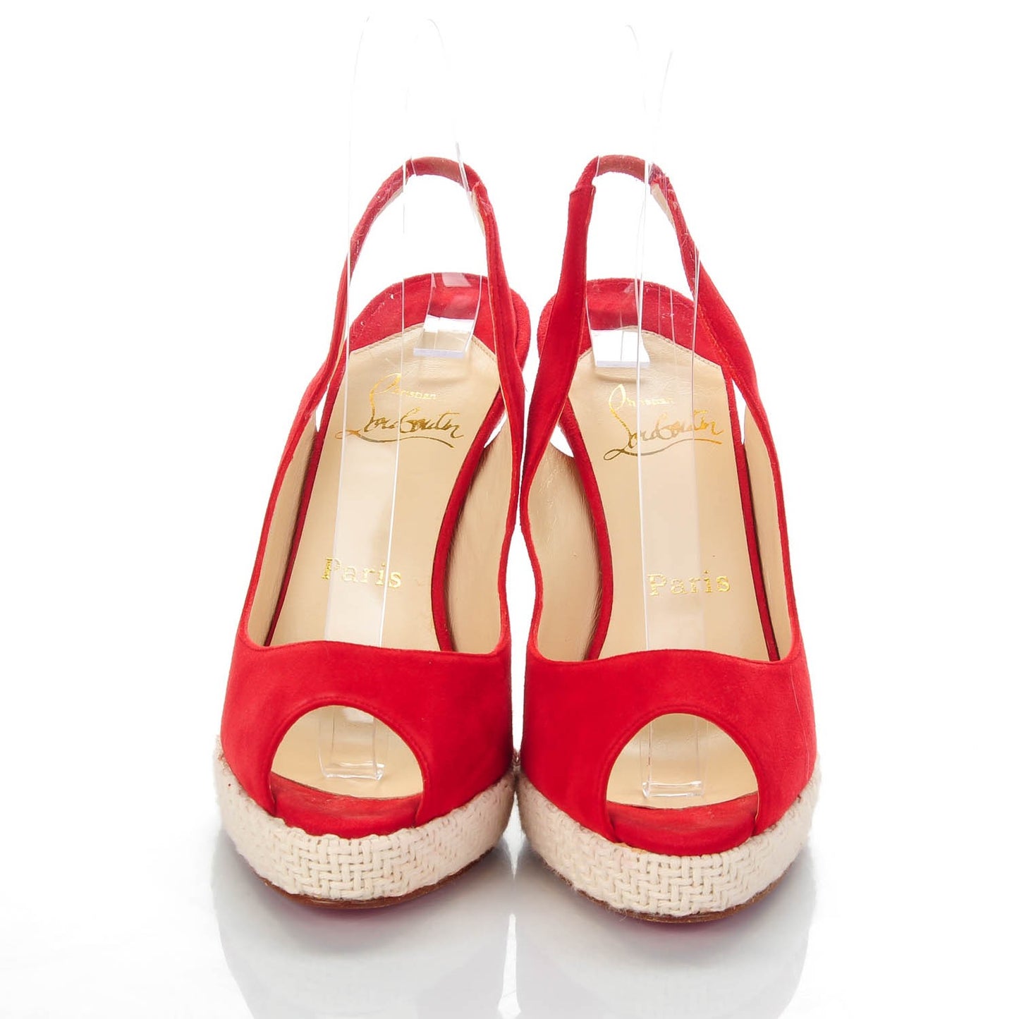 Suede YoYo Zeppa 120 Platform Slingback Peep Toe Pumps 36.5 Red