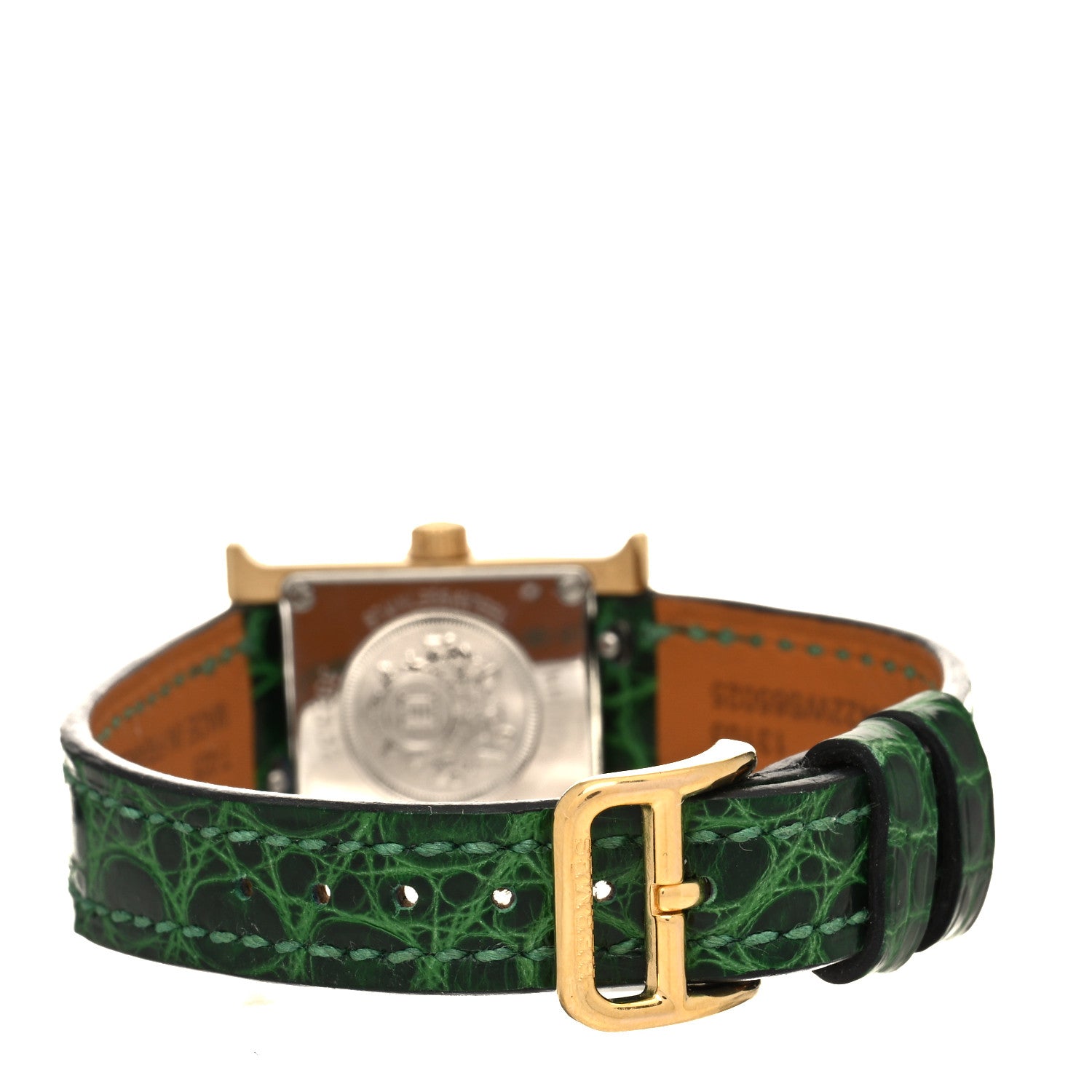 Hermes Stainless Steel Alligator 17.2mm Heure H Hour Quartz Watch Vert Moyen 3 of 5