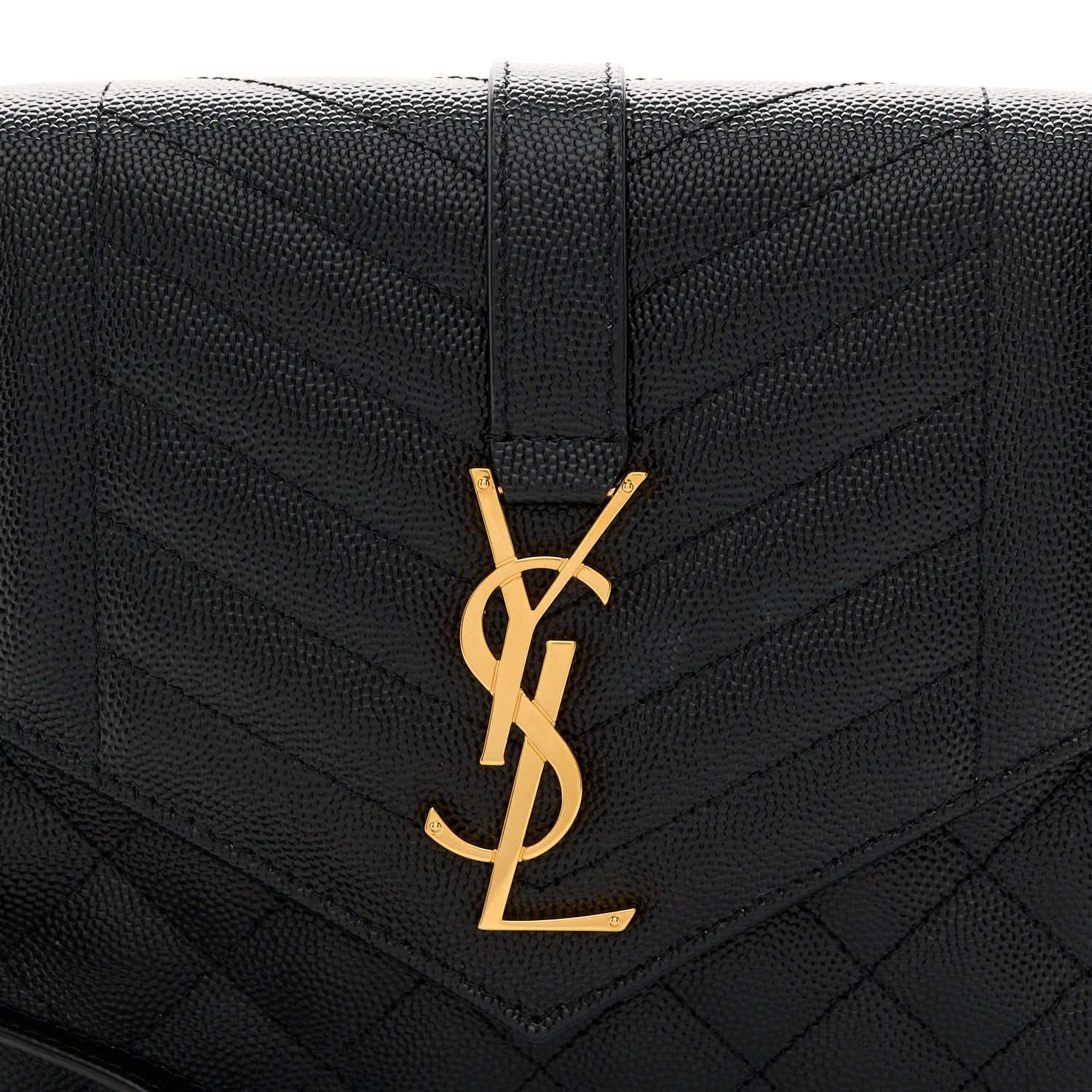 Saint Laurent Grain De Poudre Textured Mixed Matelasse Triquilt Monogram Clutch Black 8 of 11