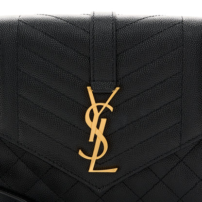 Saint Laurent Grain De Poudre Textured Mixed Matelasse Triquilt Monogram Clutch Black 8 of 11