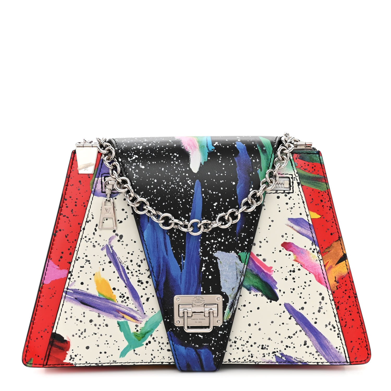 Louis Vuitton Calfskin Splash Print Trapeze Black White Red 1 of 9
