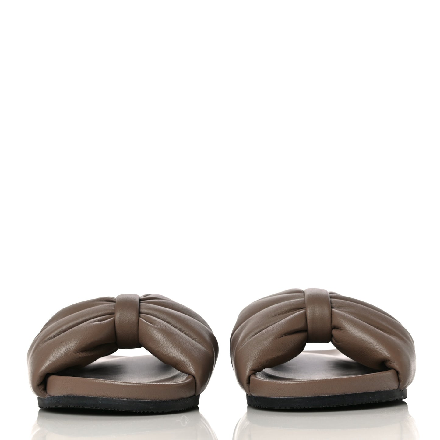 Smooth Nappa Logo Puffy Slide Sandals 37 Mink Grey White