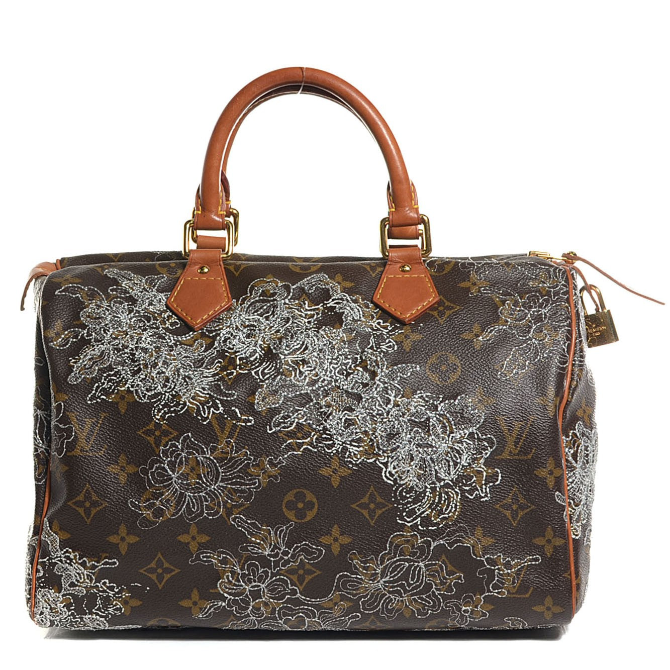 Louis Vuitton Monogram Dentelle Speedy 30 Silver 1 of 7