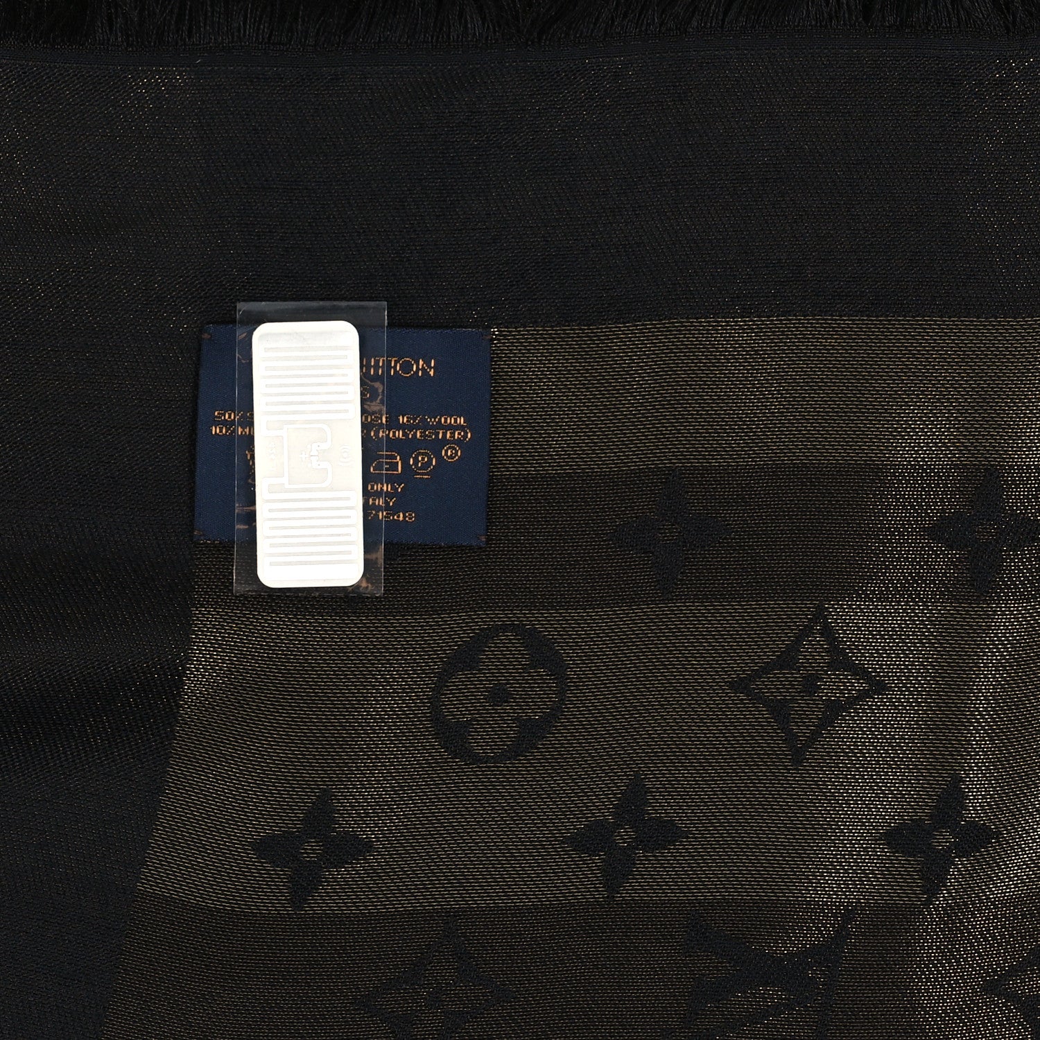 Louis Vuitton Silk Lurex Wool So Shine Monogram Shawl Black 3 of 3